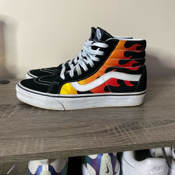 vans shoes with fire